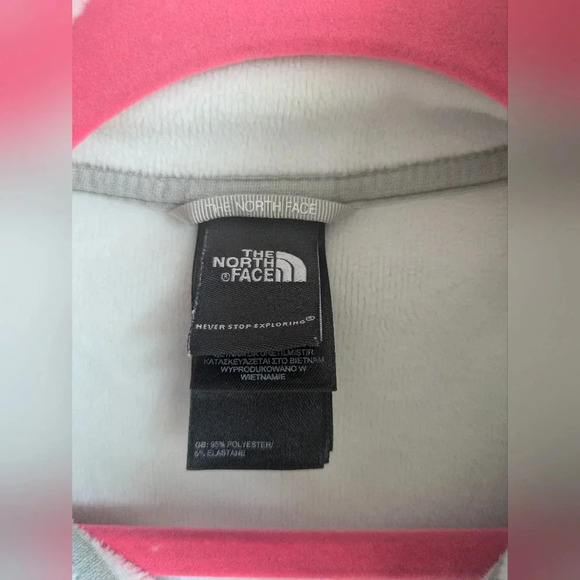 North Face Agave Jacket in‎ Gray White size Medium Warm Cozy Fuzzy - Picture 4 of 9